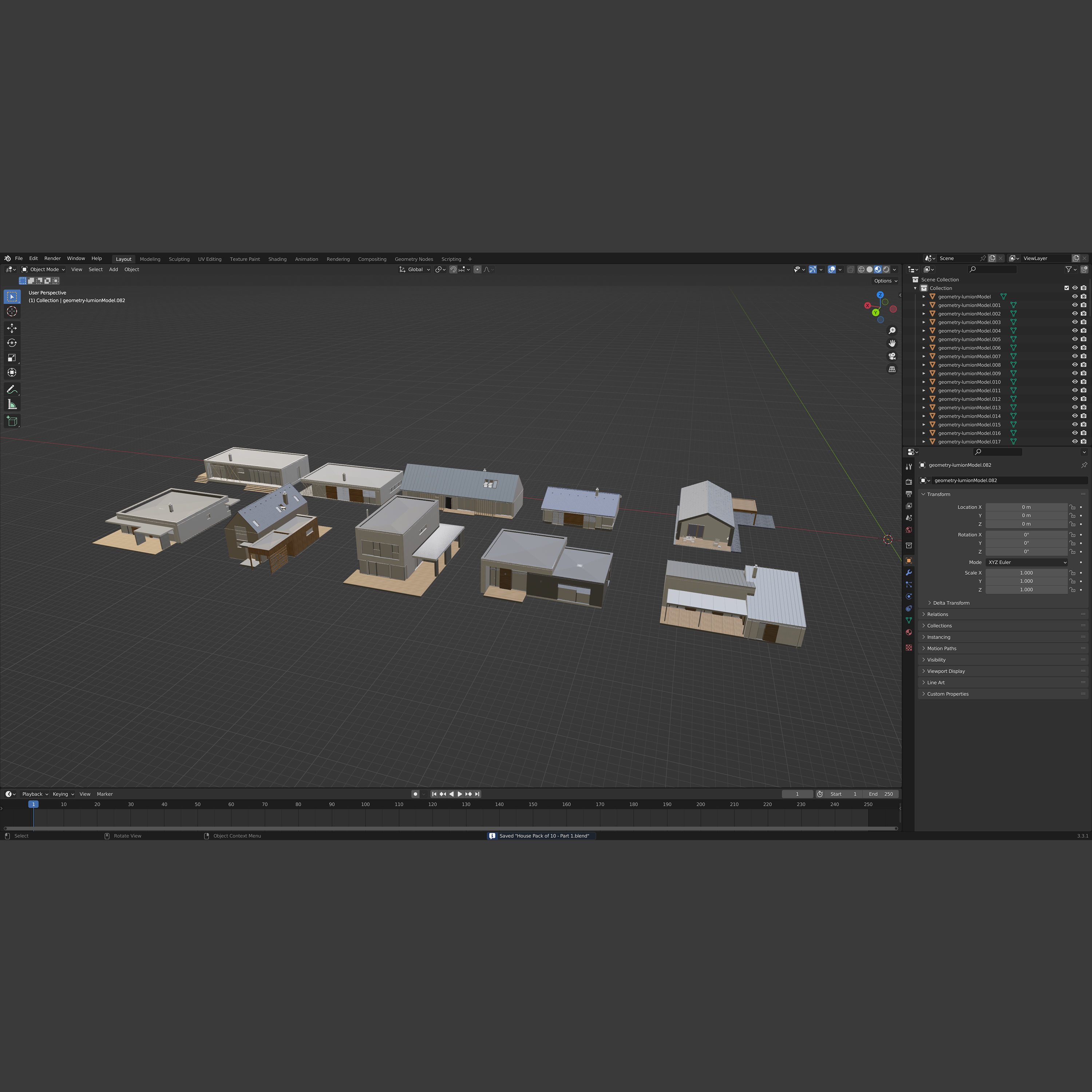 House Pack of 10 - Part 1  Low-poly 3D model_10