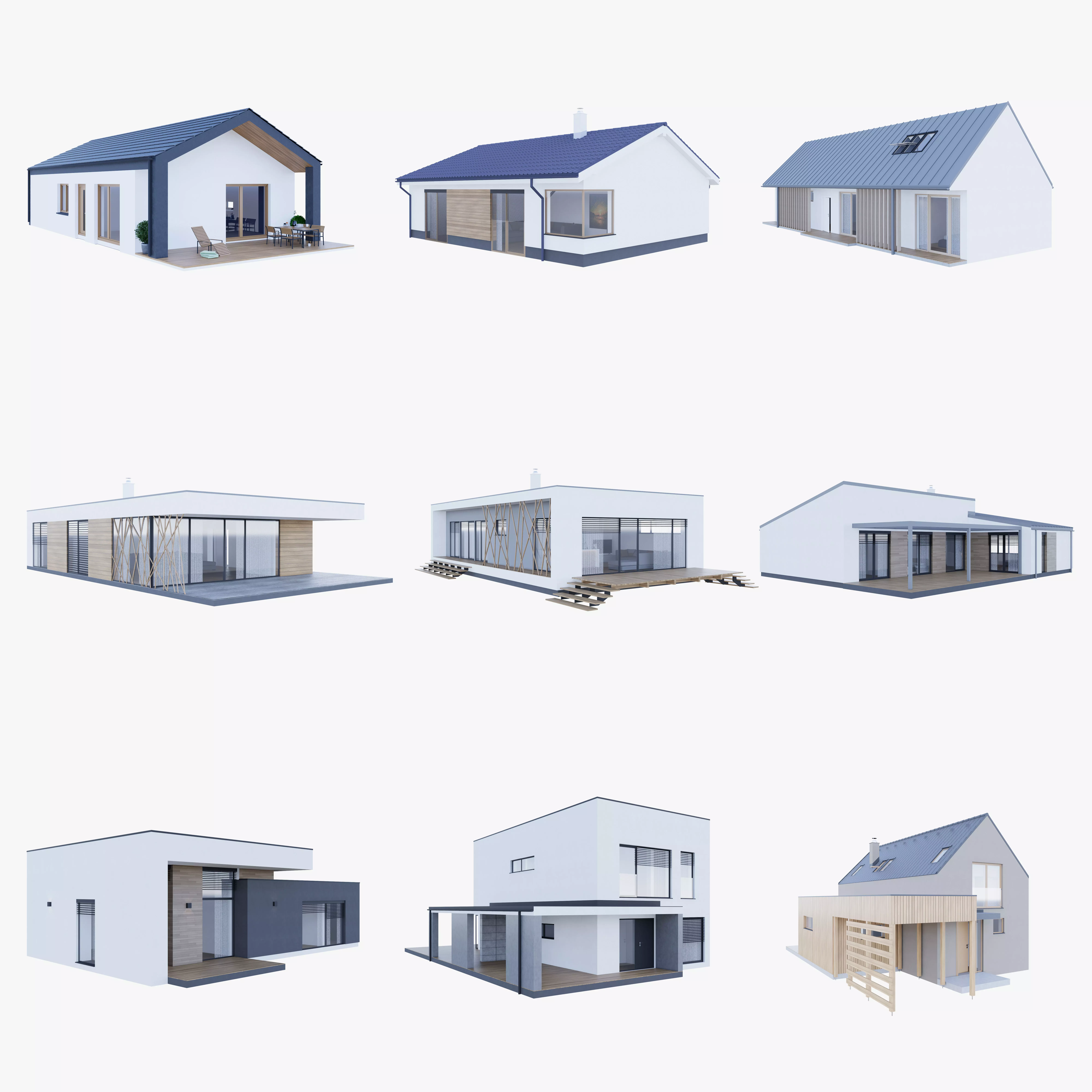 House Pack of 10 - Part 1  Low-poly 3D model_0