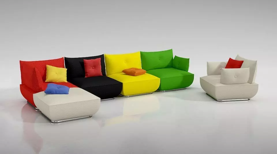 Modern Colorful Couch 3D model_0