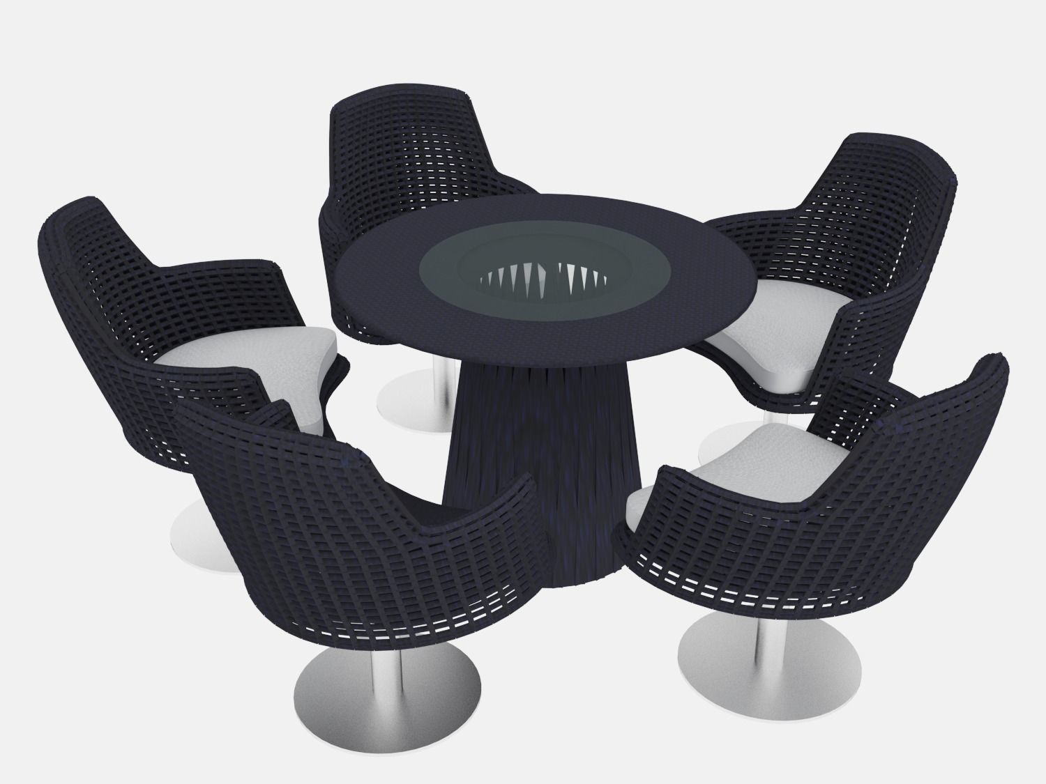 Outdoor round table and chair 3D model_1