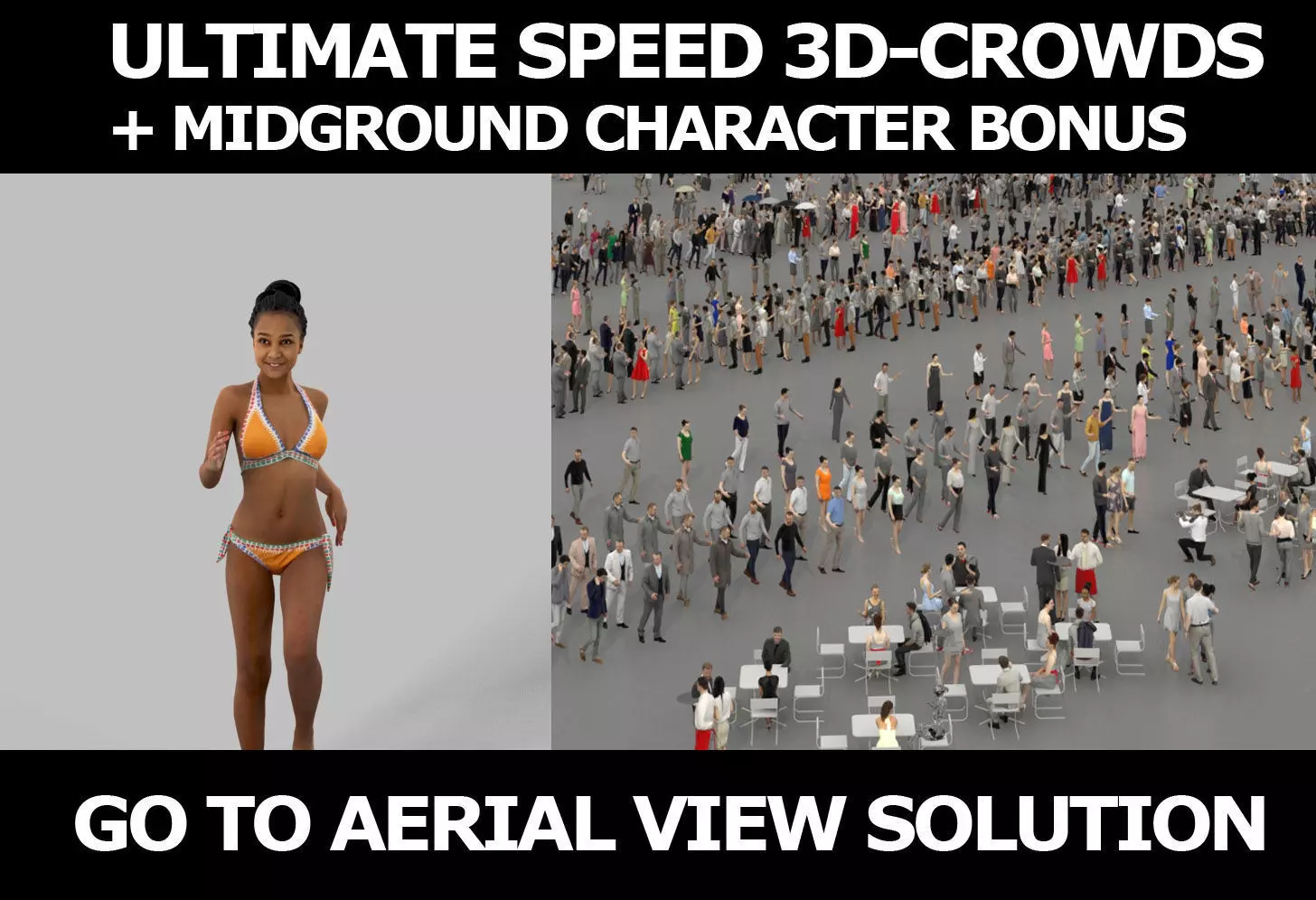 3d crowds and a midground May running beach sports African woman 3D Model Collection_0