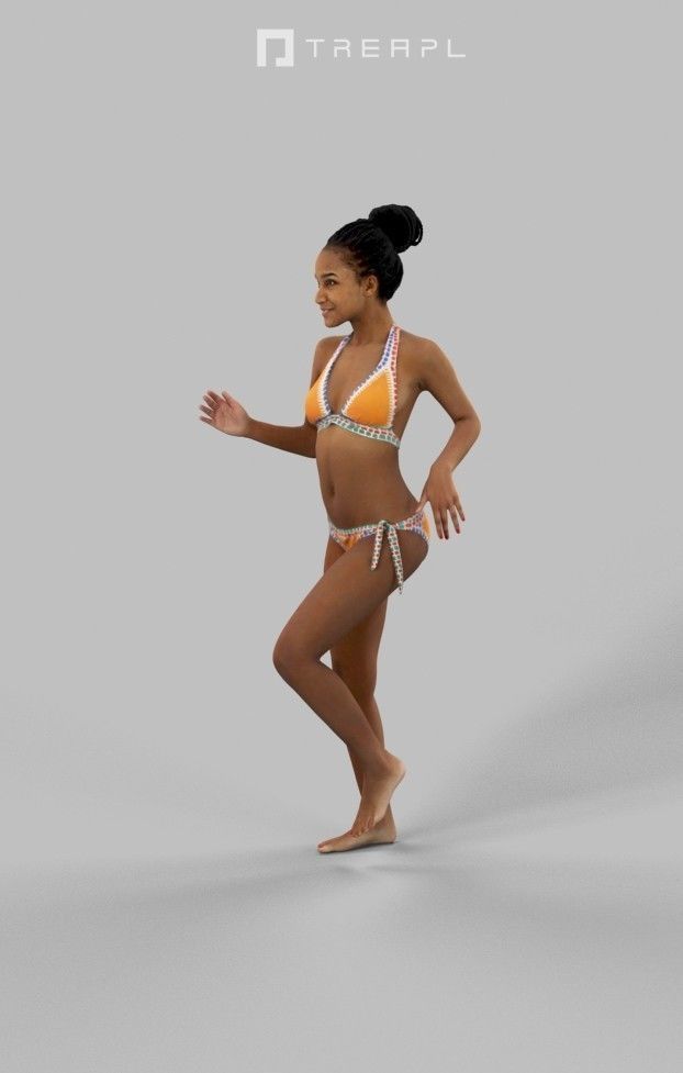 3d crowds and a midground May running beach sports African woman 3D Model Collection_16