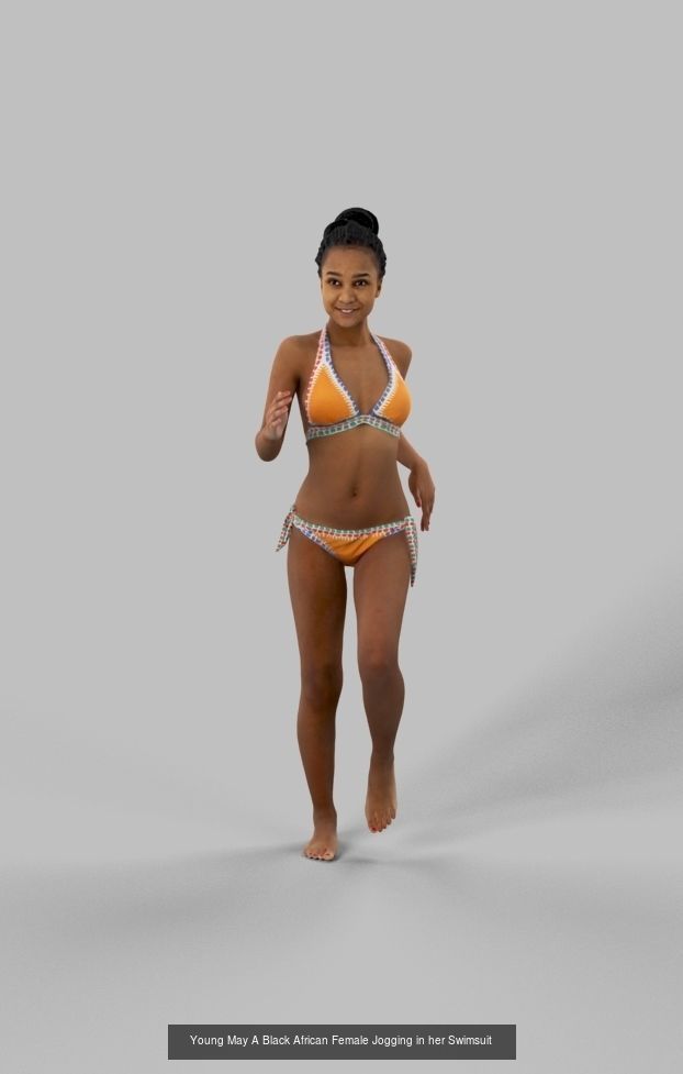 3d crowds and a midground May running beach sports African woman 3D Model Collection_1