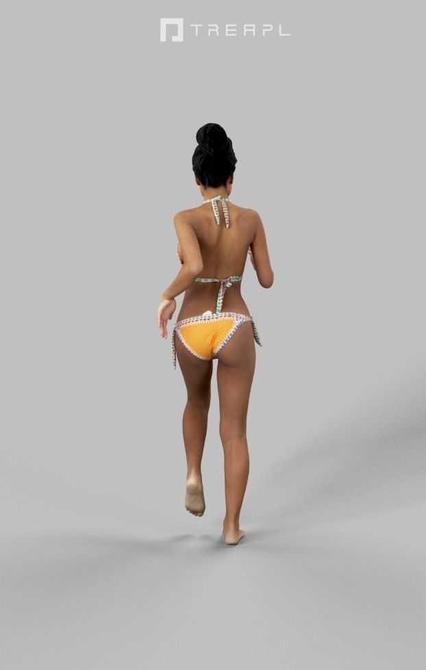 3d crowds and a midground May running beach sports African woman 3D Model Collection_17