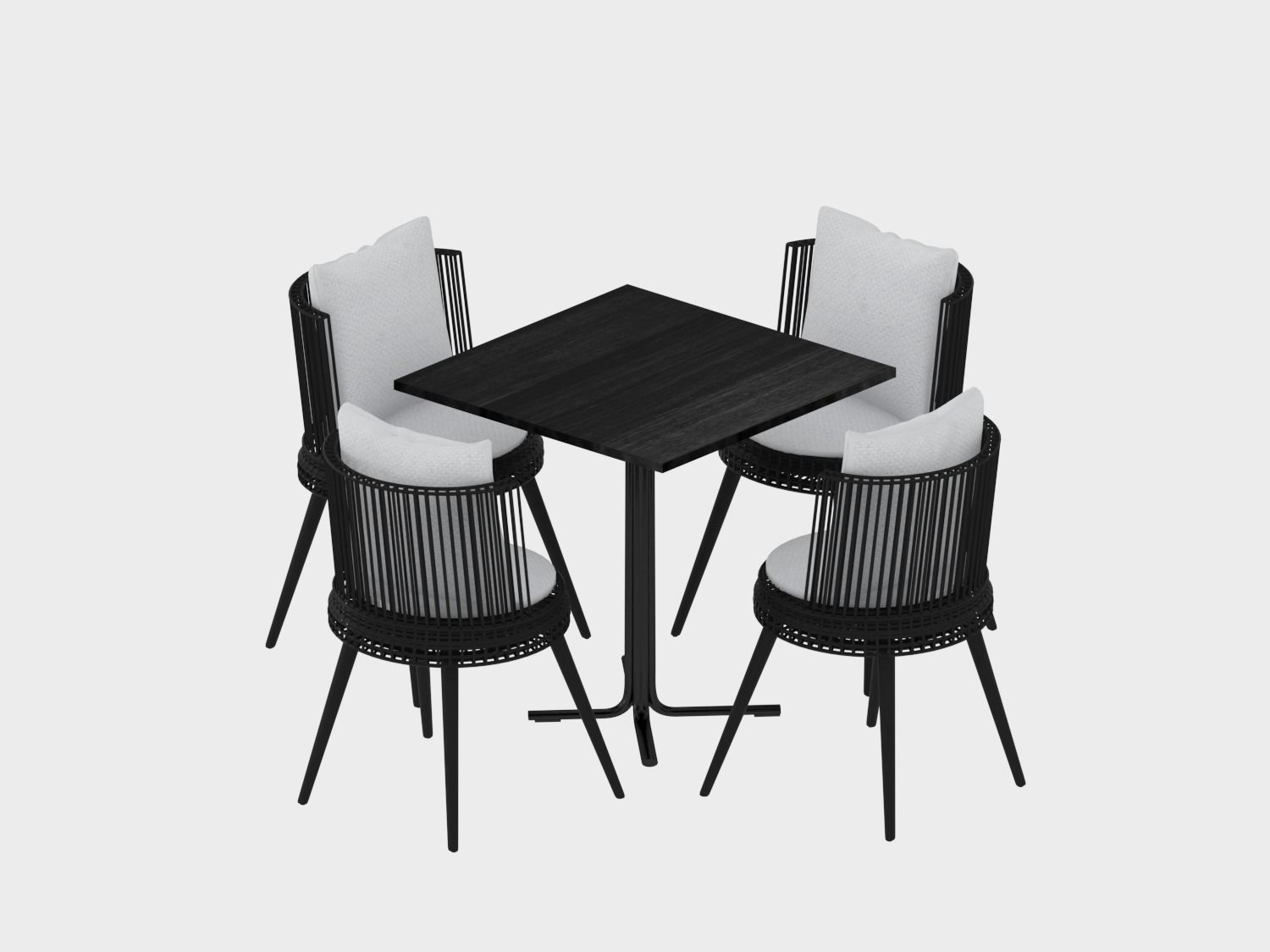 outdoor square table and chair 3D model_1