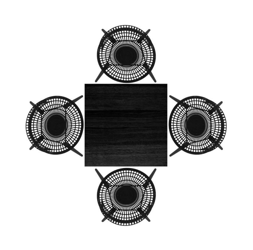 outdoor square table and chair 3D model_2