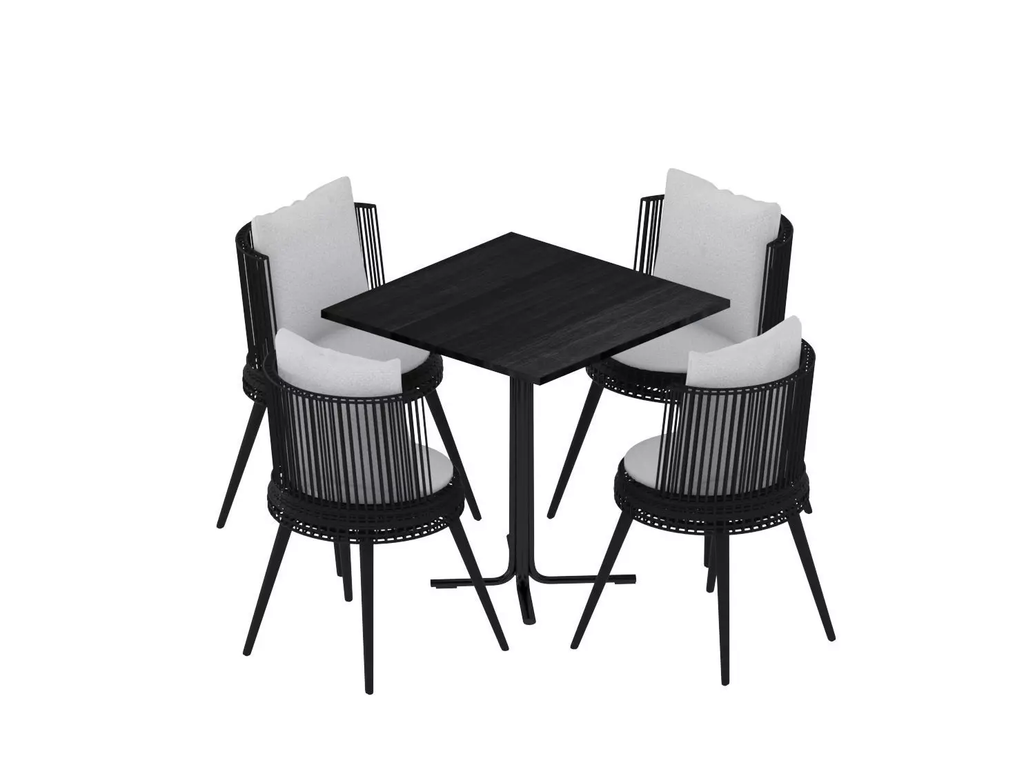 outdoor square table and chair 3D model_0