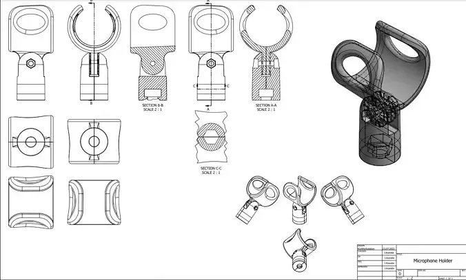 Microphone holder 3D print model