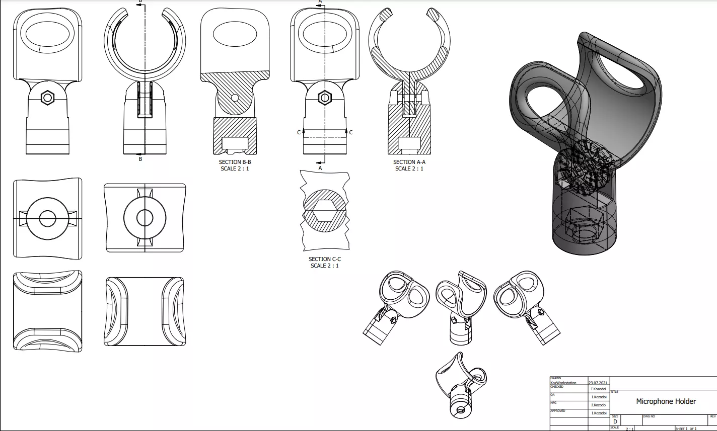 Microphone holder 3D print model_0