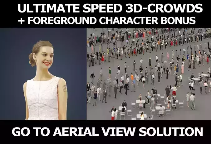 3d crowds and Aspiration a foreground elegant walking woman  3D Model Collection