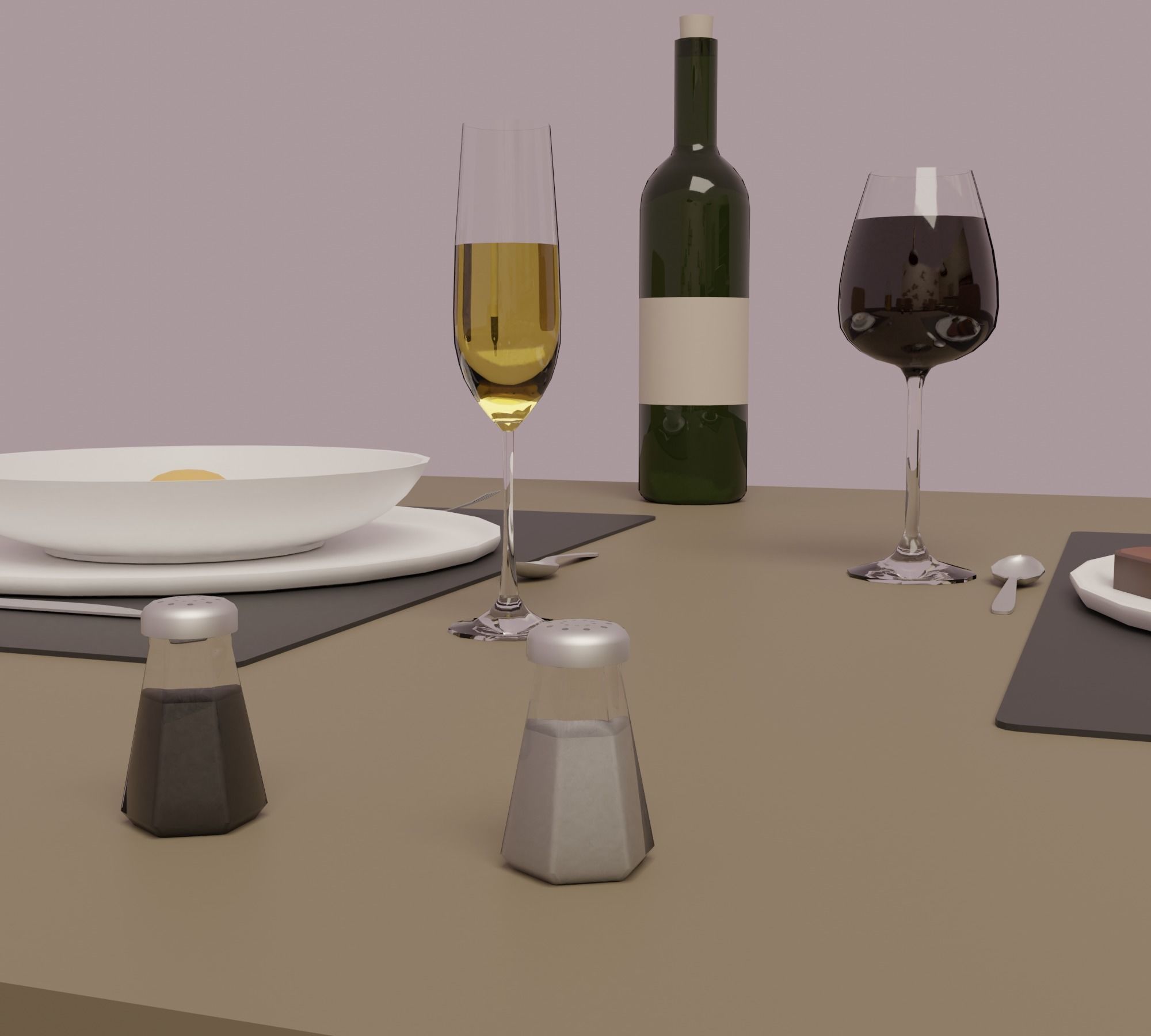 Restaurant - Bistro Low-poly 3D model_9