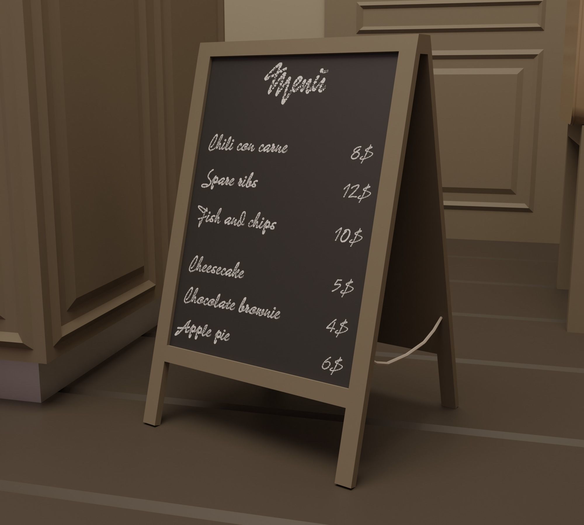 Restaurant - Bistro Low-poly 3D model_14
