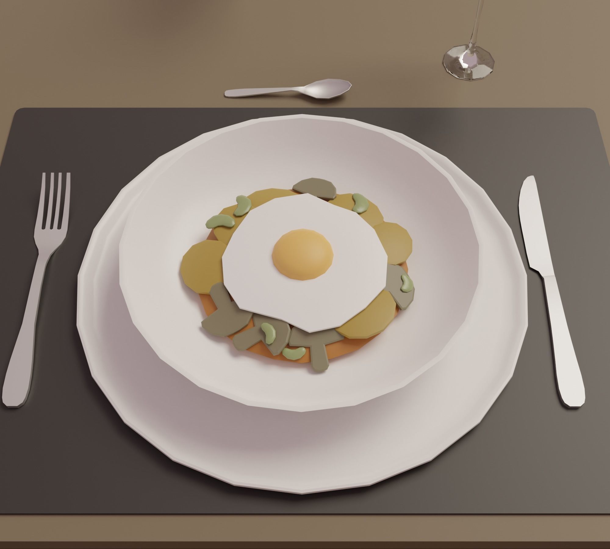 Restaurant - Bistro Low-poly 3D model_8