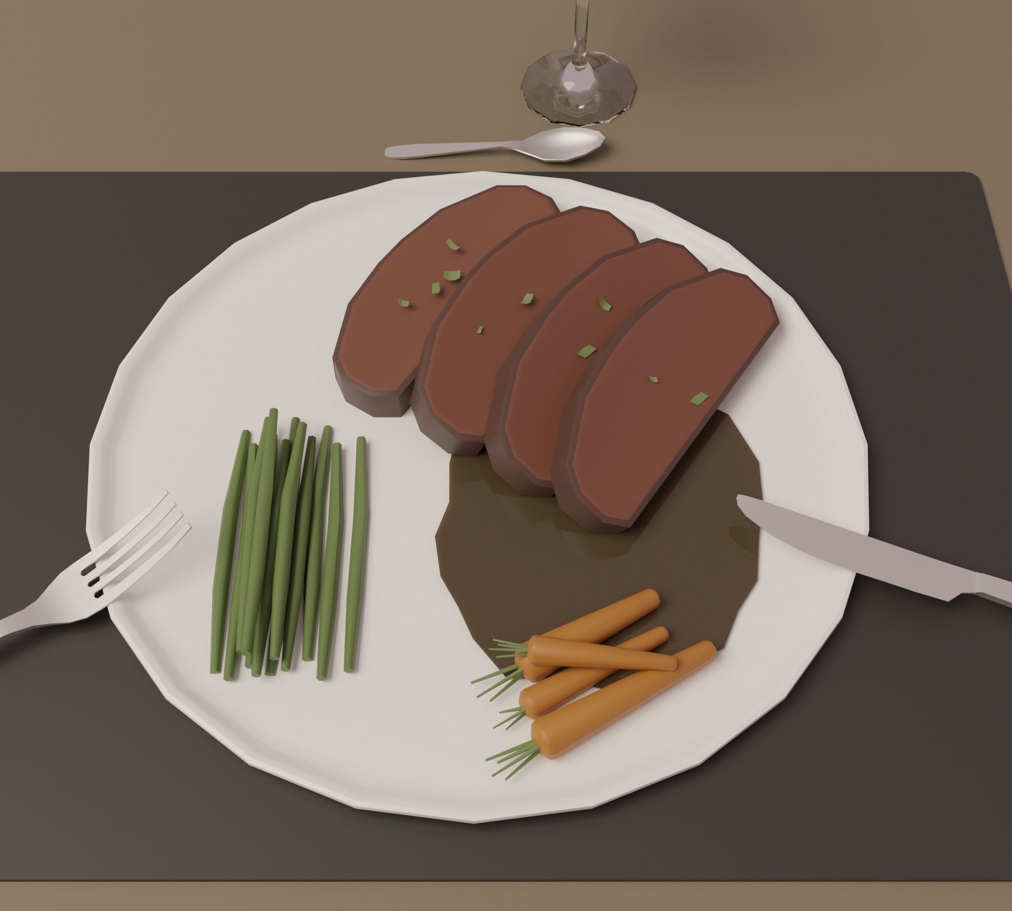 Restaurant - Bistro Low-poly 3D model_7