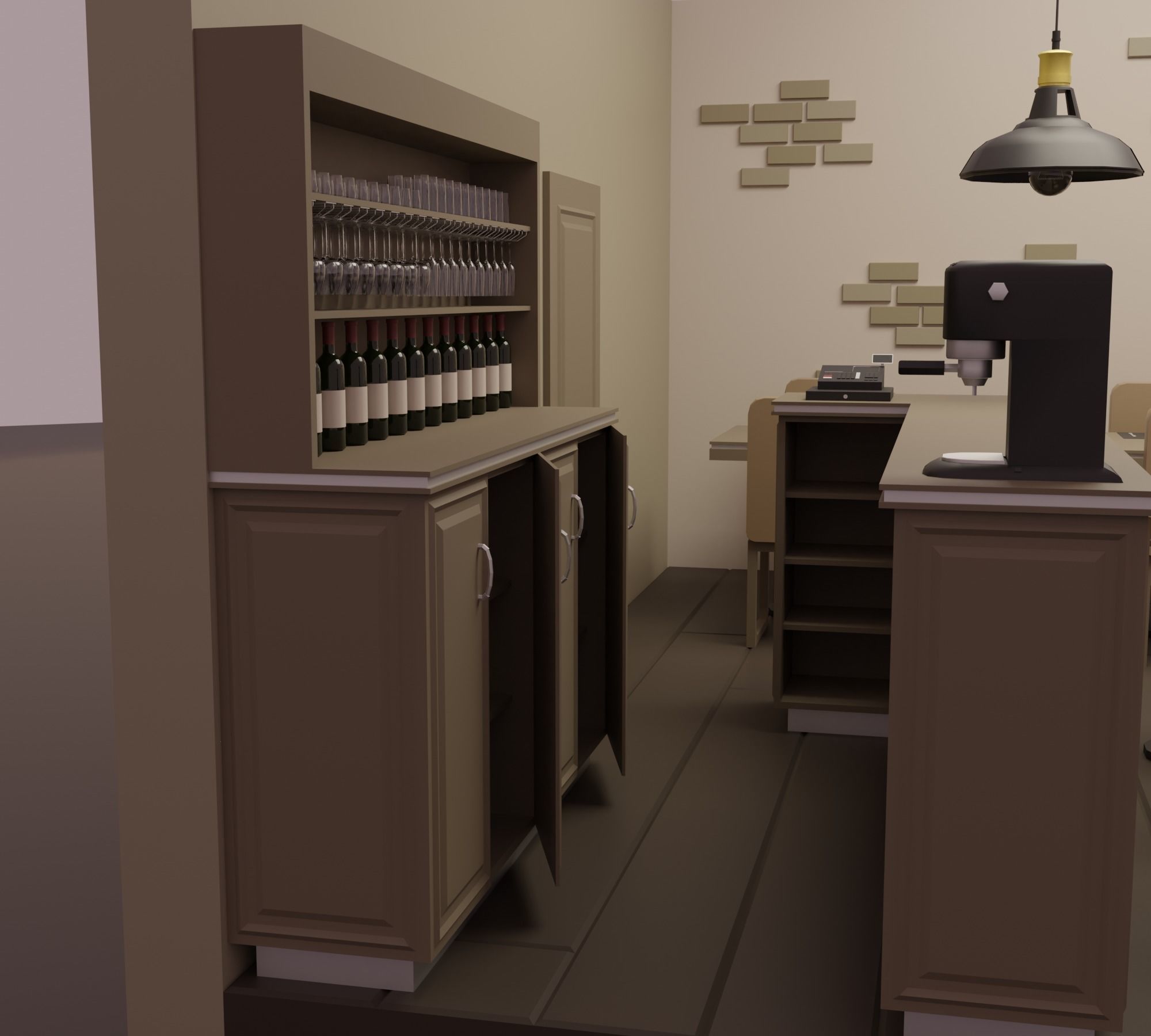 Restaurant - Bistro Low-poly 3D model_21