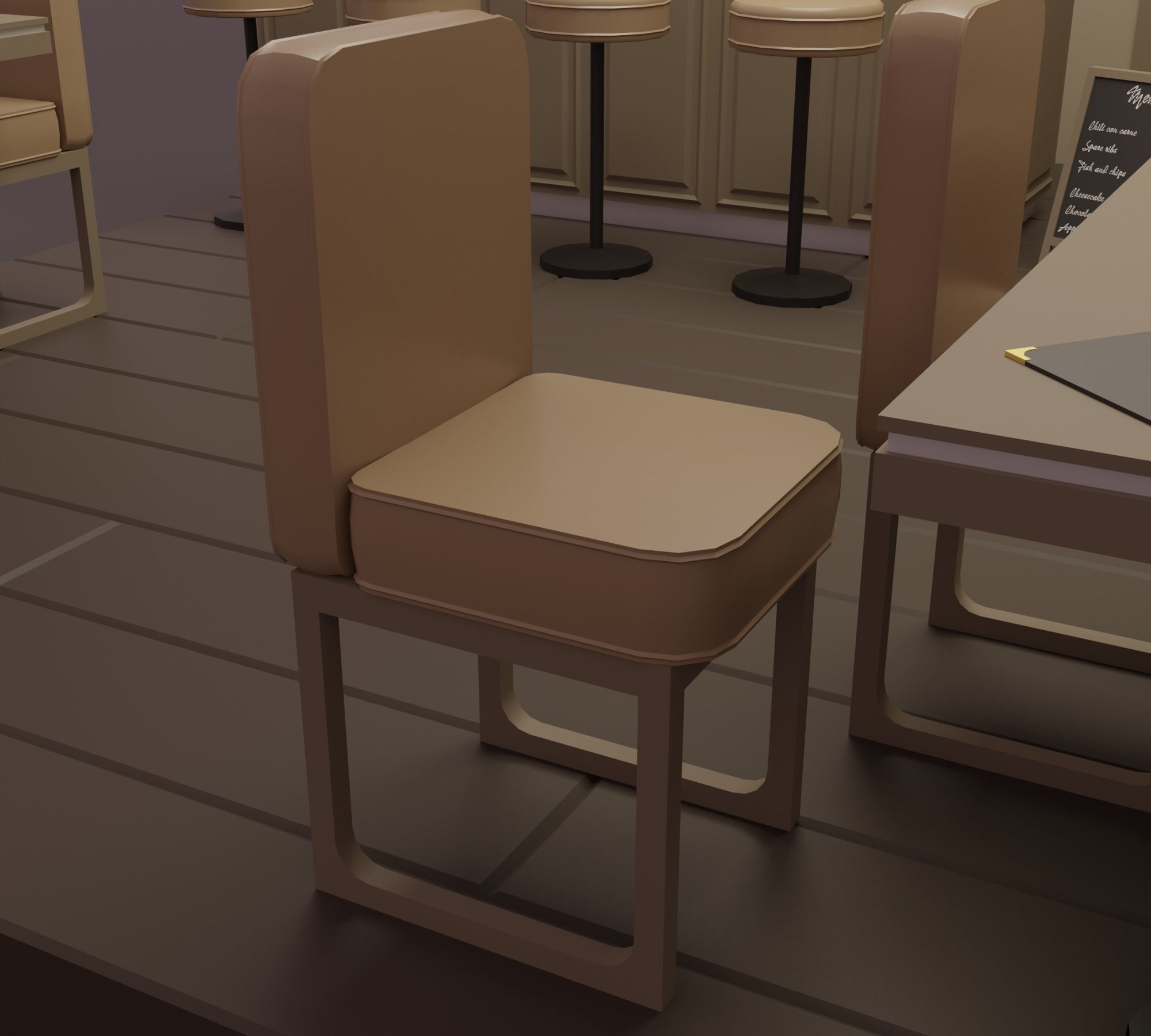 Restaurant - Bistro Low-poly 3D model_4