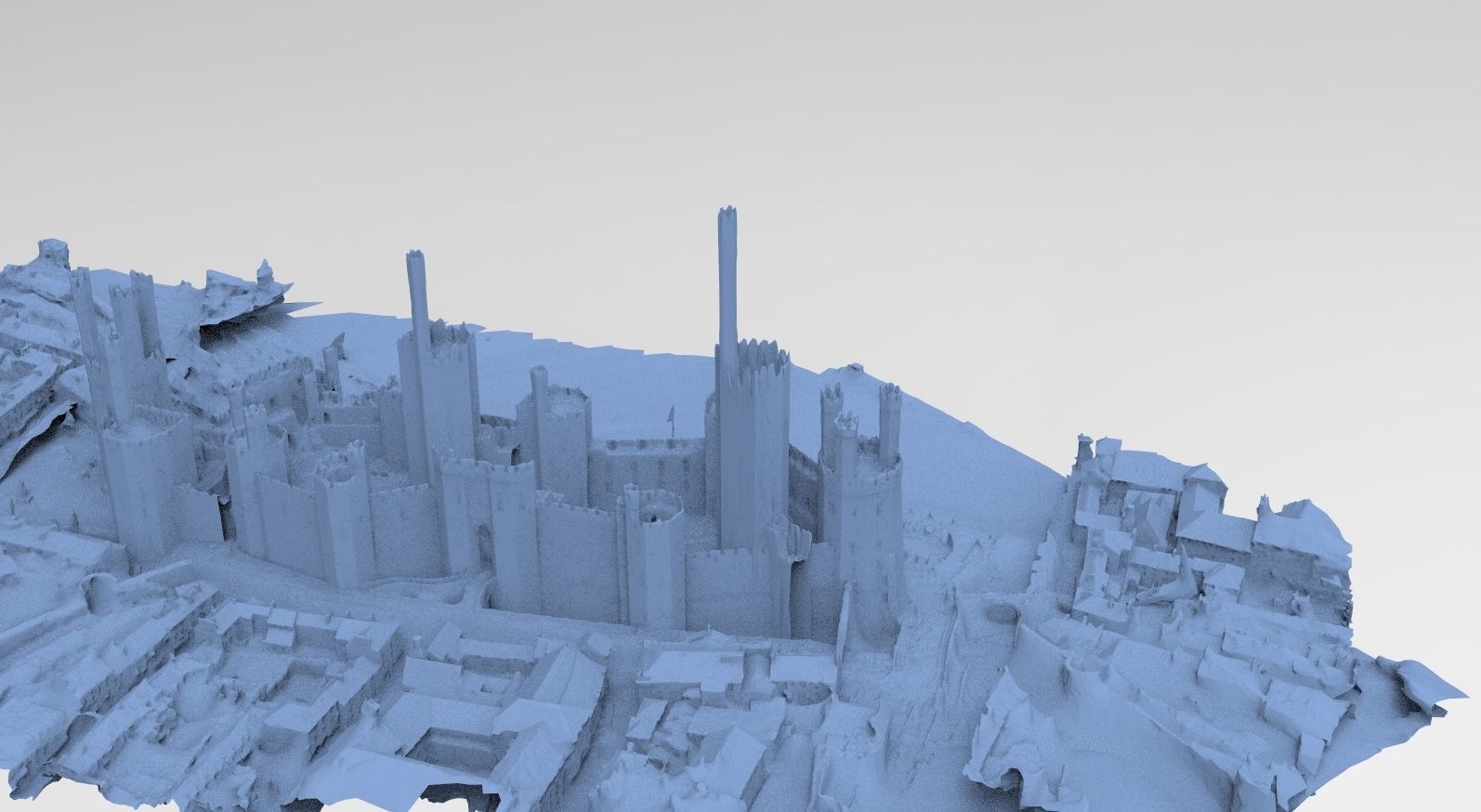 Medieval Castle in Town 3D model_1