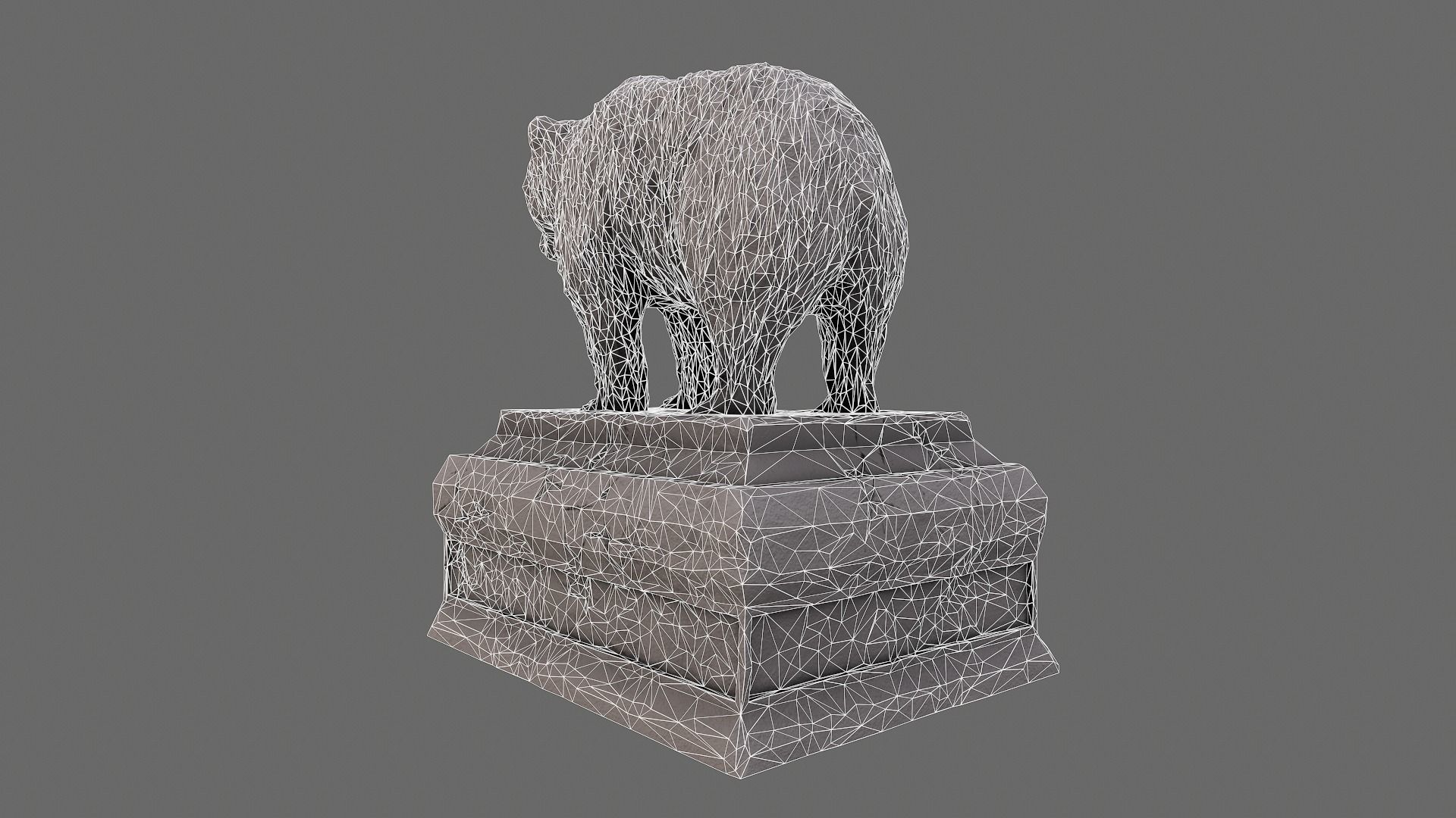 Bear Statue 2 Low-poly 3D model_12
