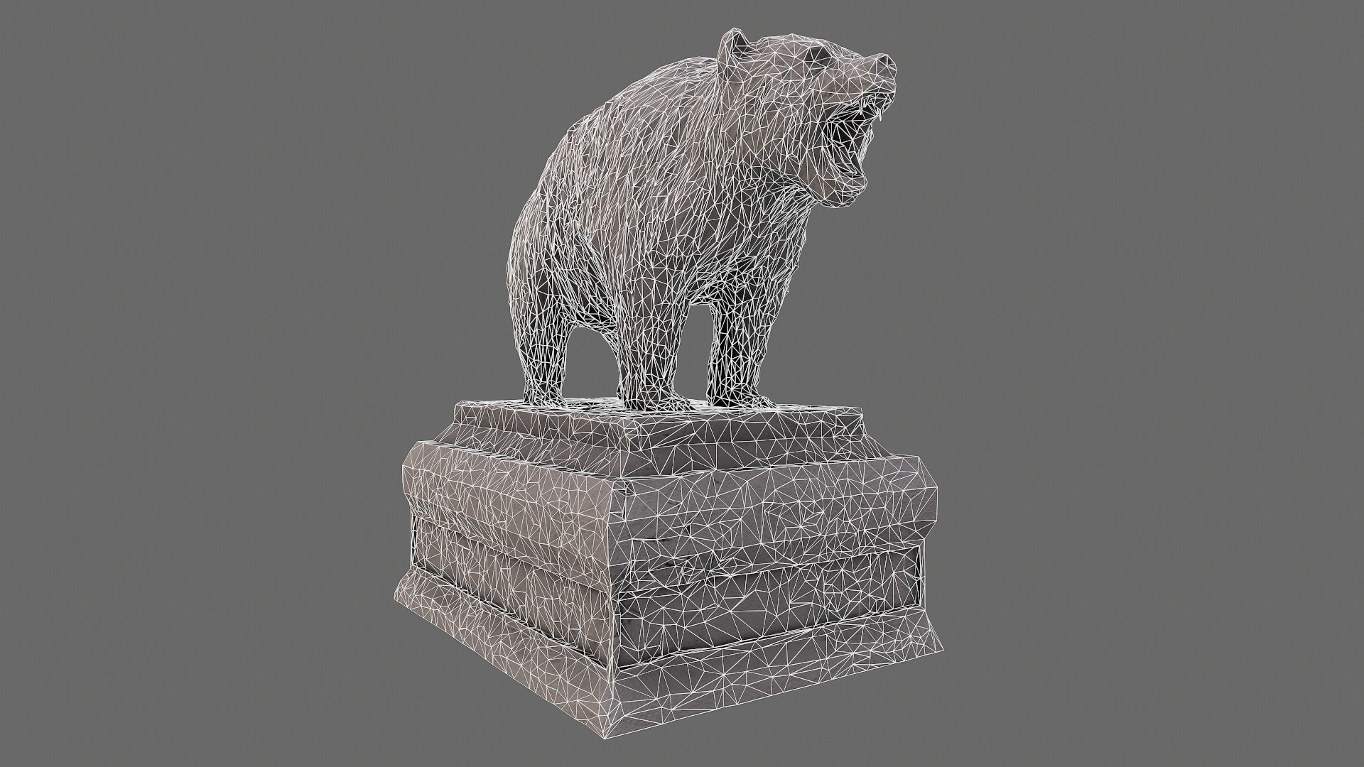 Bear Statue 2 Low-poly 3D model_9