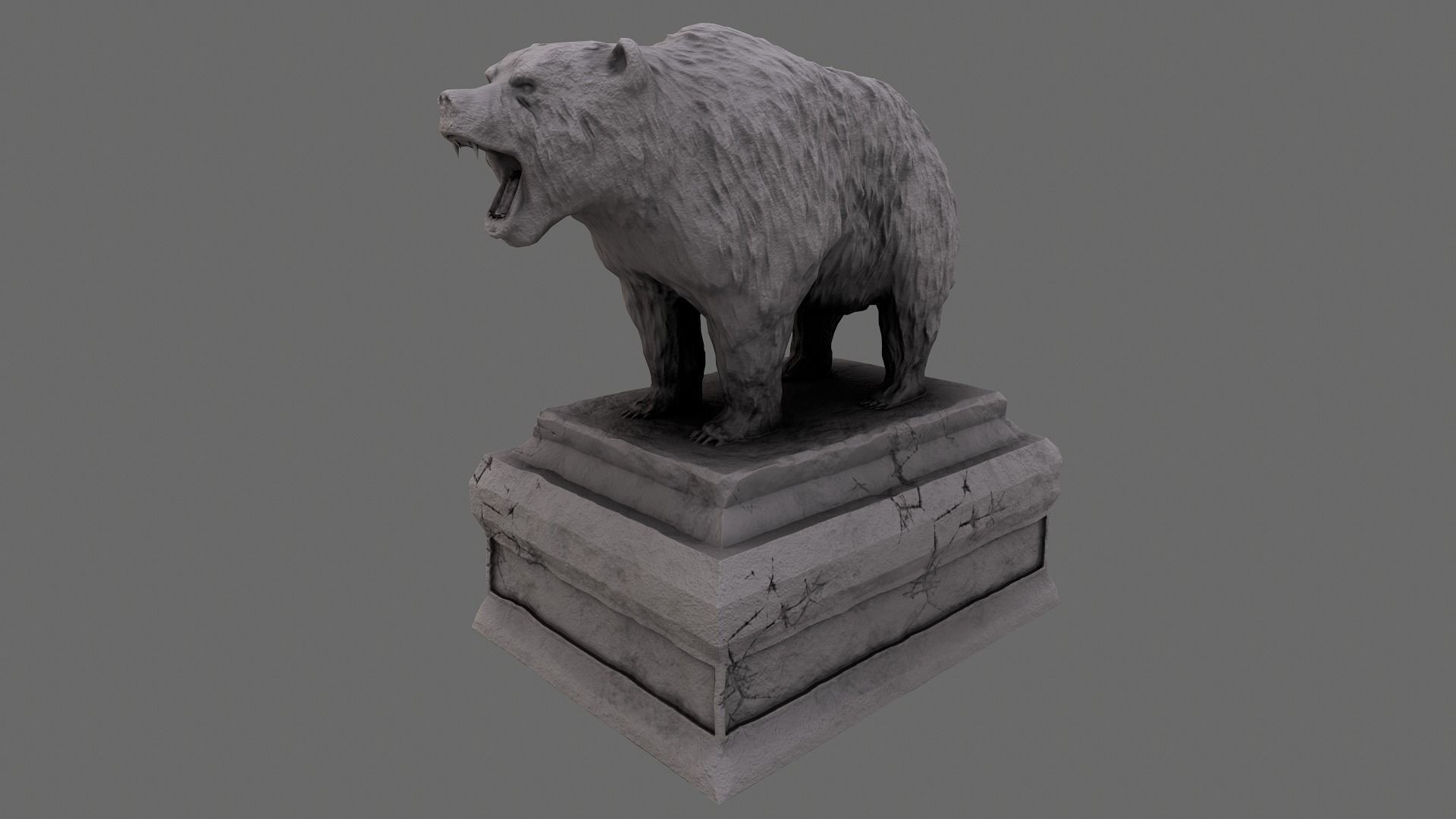 Bear Statue 2 Low-poly 3D model_8