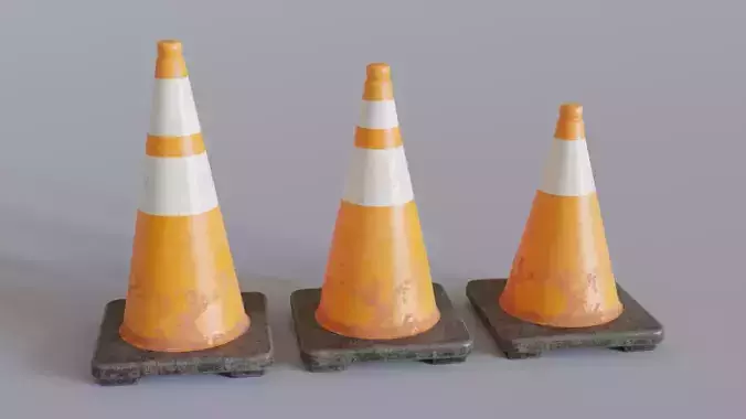 Traffic Cones Low-poly 3D model