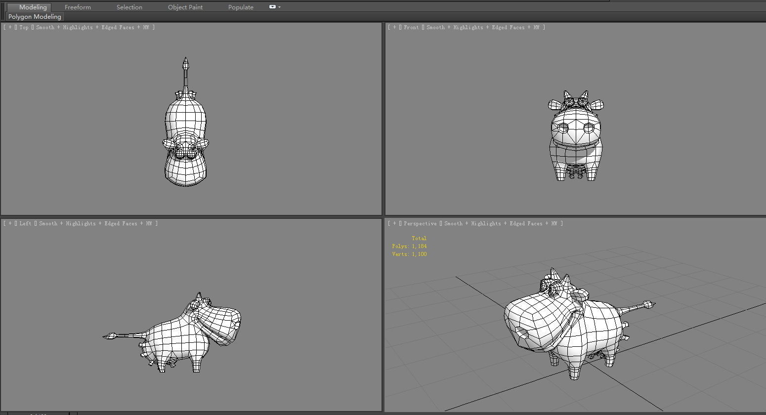 Cartoon cow Low-poly 3D model_7
