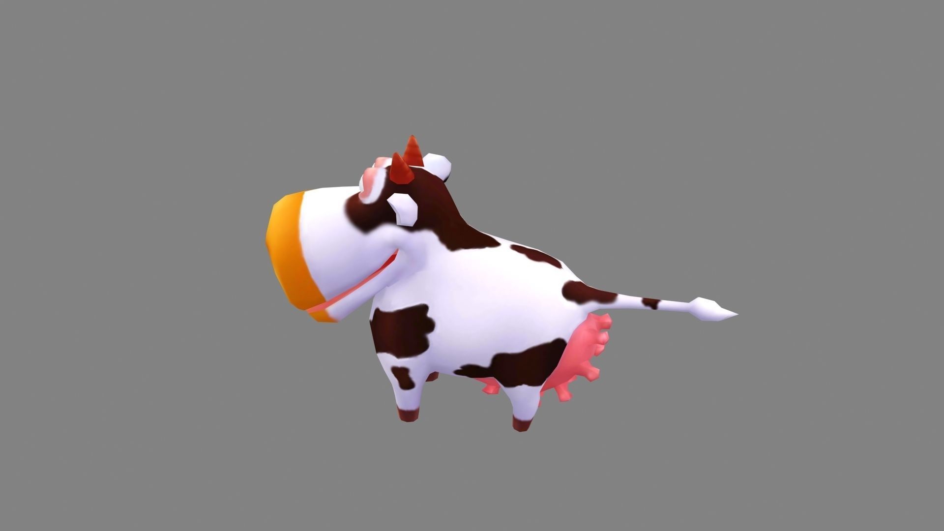 Cartoon cow Low-poly 3D model_2