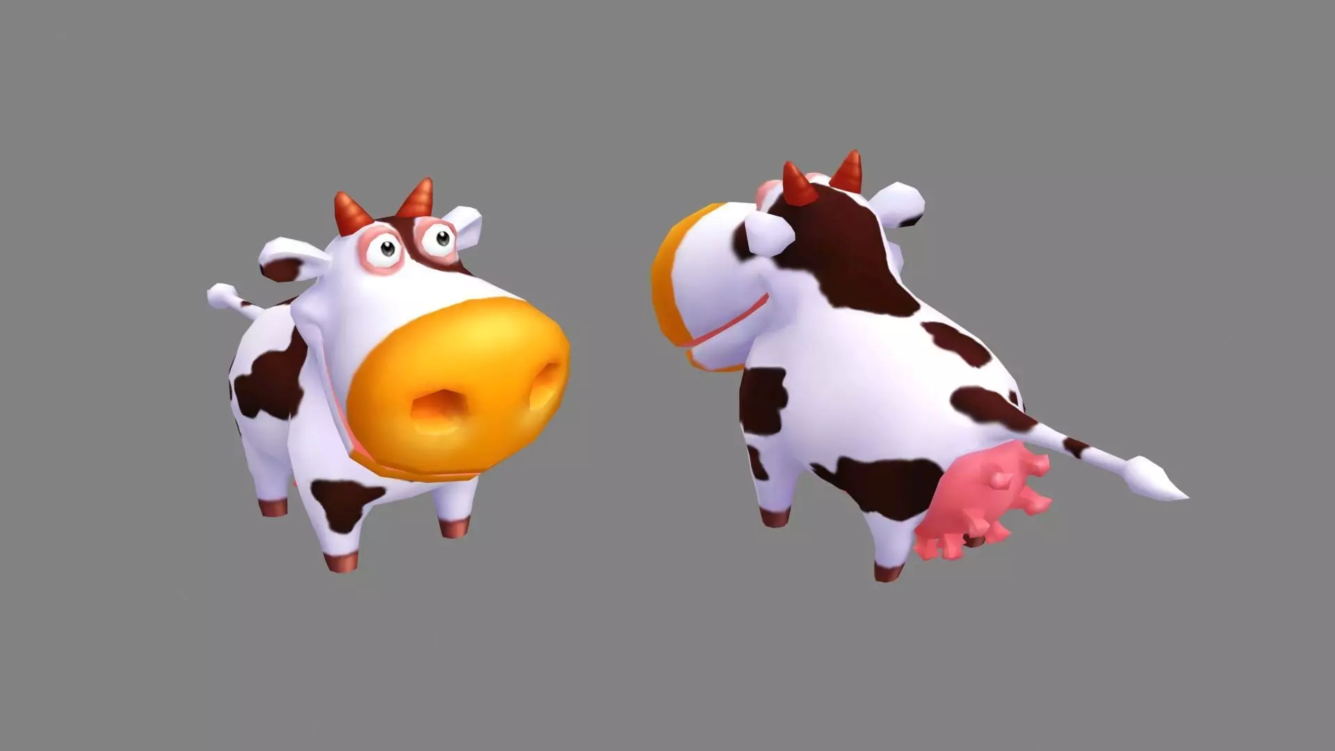 Cartoon cow Low-poly 3D model_0