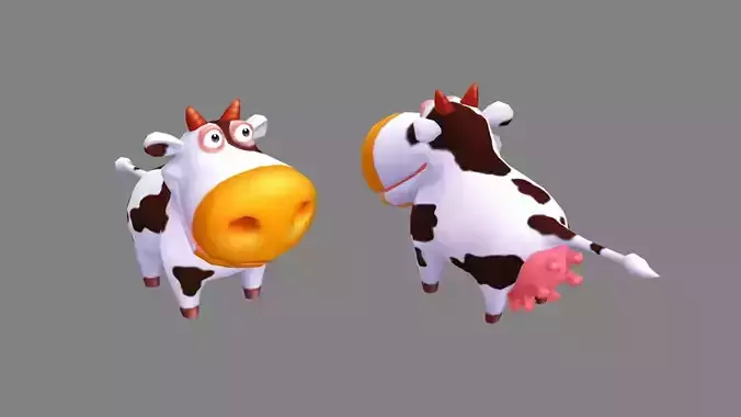 Cartoon cow Low-poly 3D model
