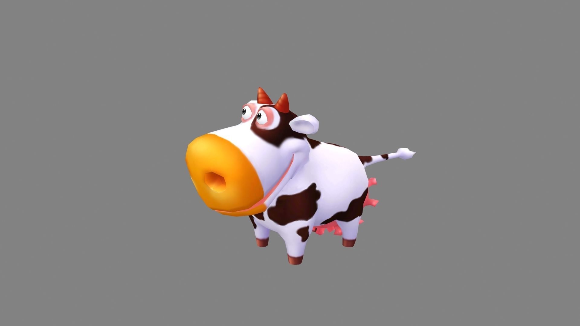 Cartoon cow Low-poly 3D model_1