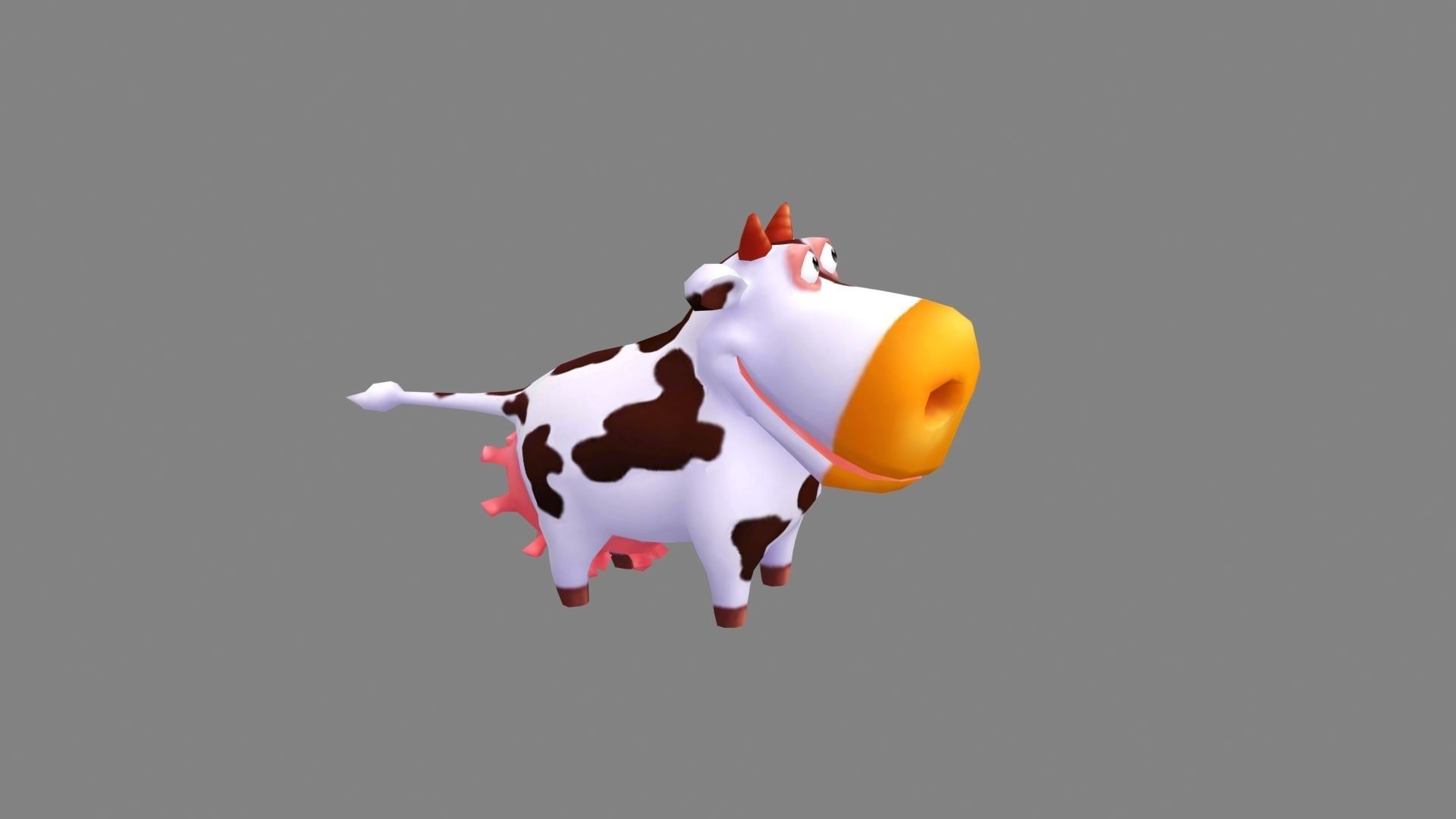 Cartoon cow Low-poly 3D model_4