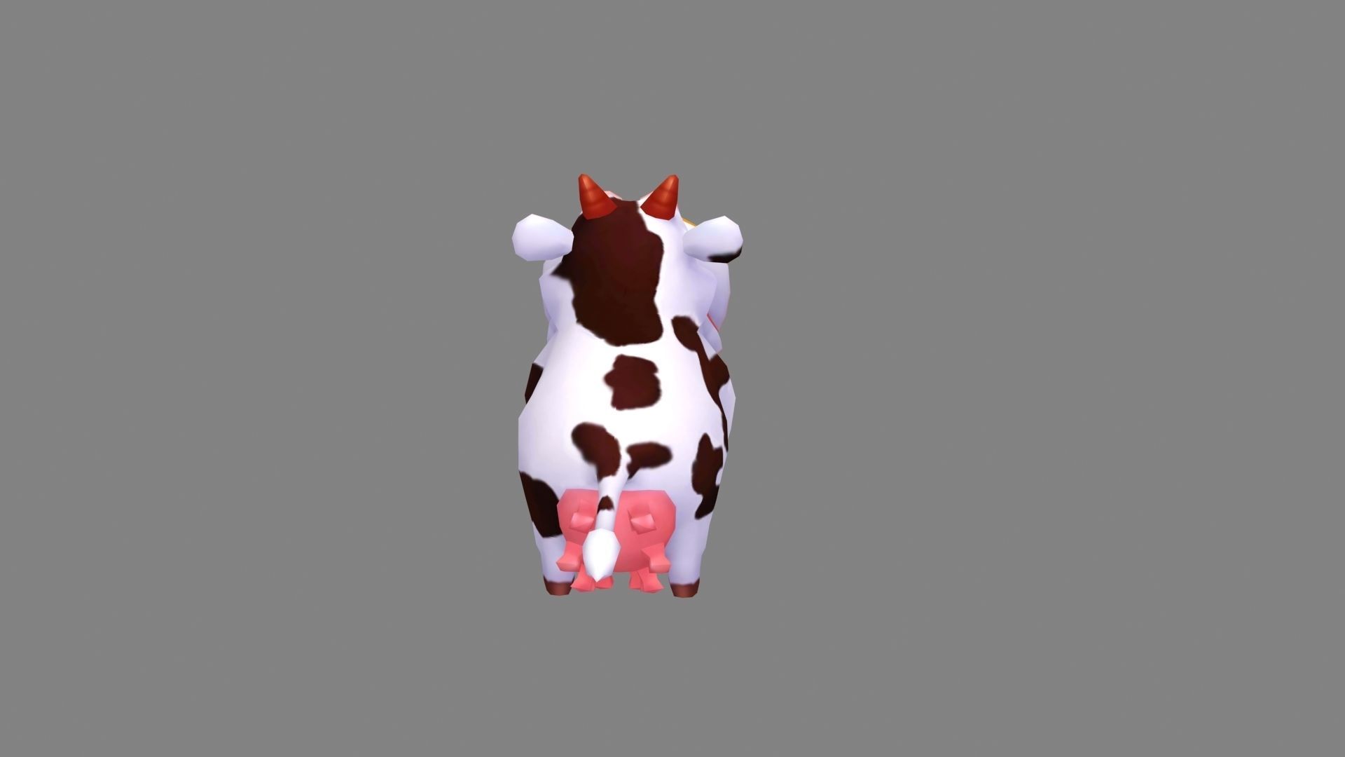 Cartoon cow Low-poly 3D model_3