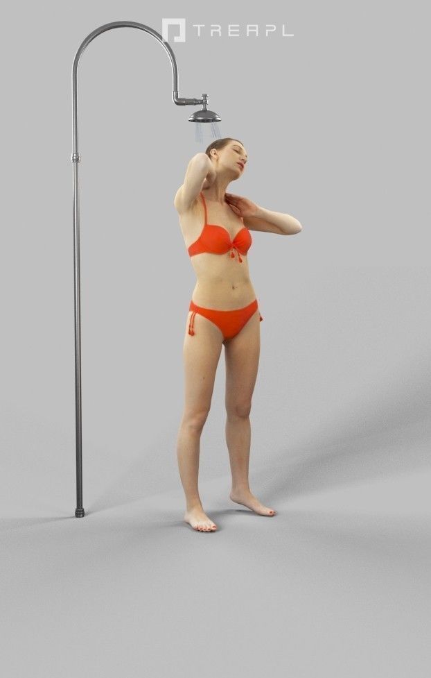 3d crowds and Aspiration a midground beach showering girl 3D Model Collection_13
