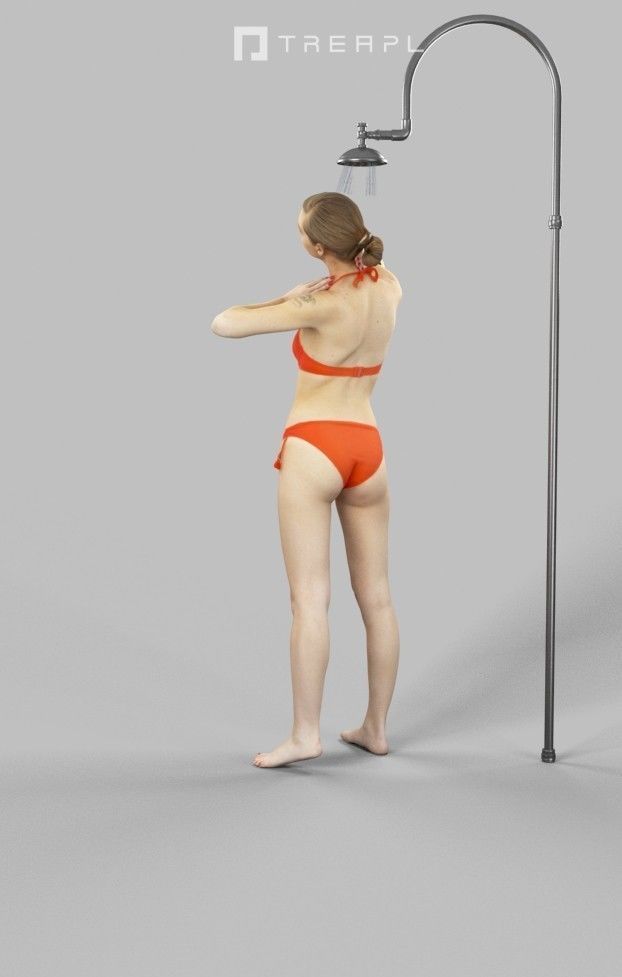 3d crowds and Aspiration a midground beach showering girl 3D Model Collection_15