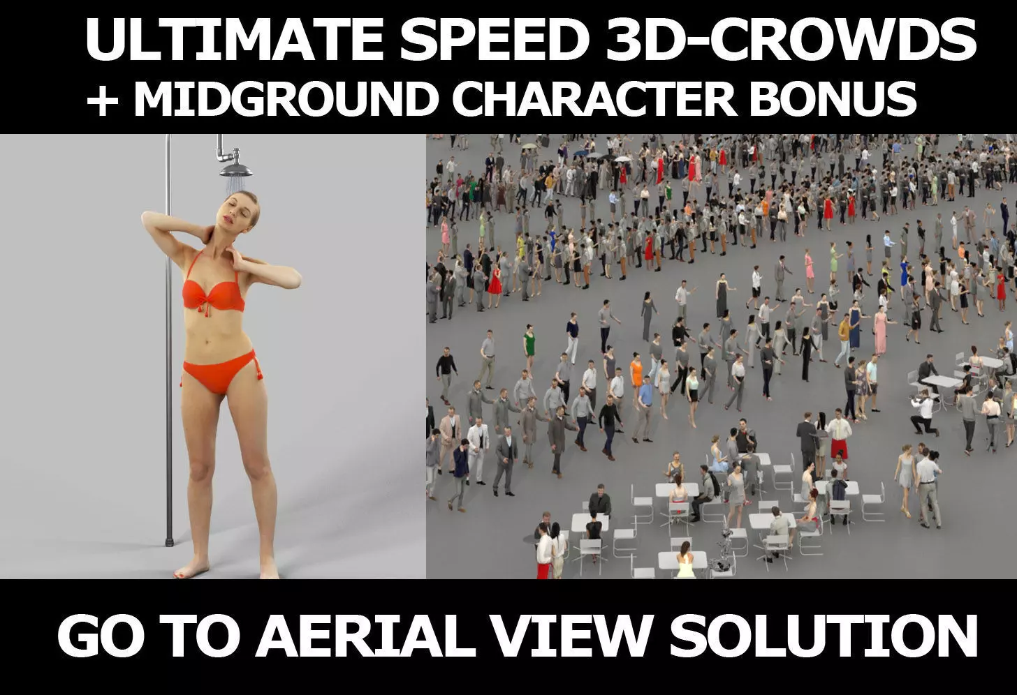 3d crowds and Aspiration a midground beach showering girl 3D Model Collection_0