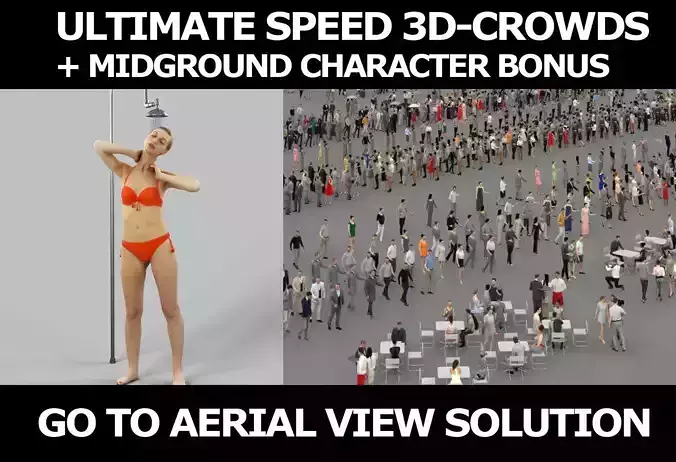 3d crowds and Aspiration a midground beach showering girl 3D Model Collection