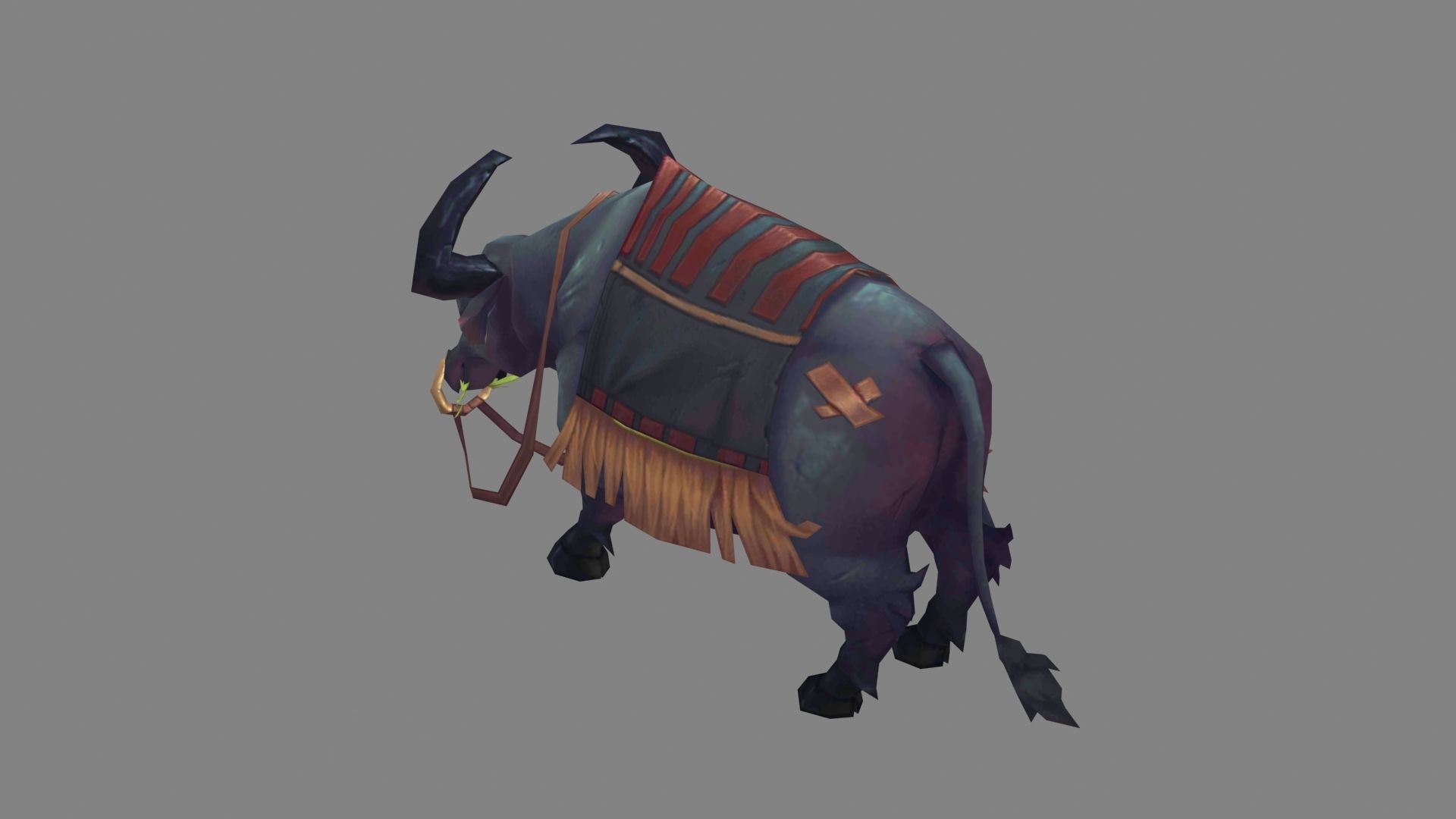 Cartoon black buffalo Low-poly 3D model_2
