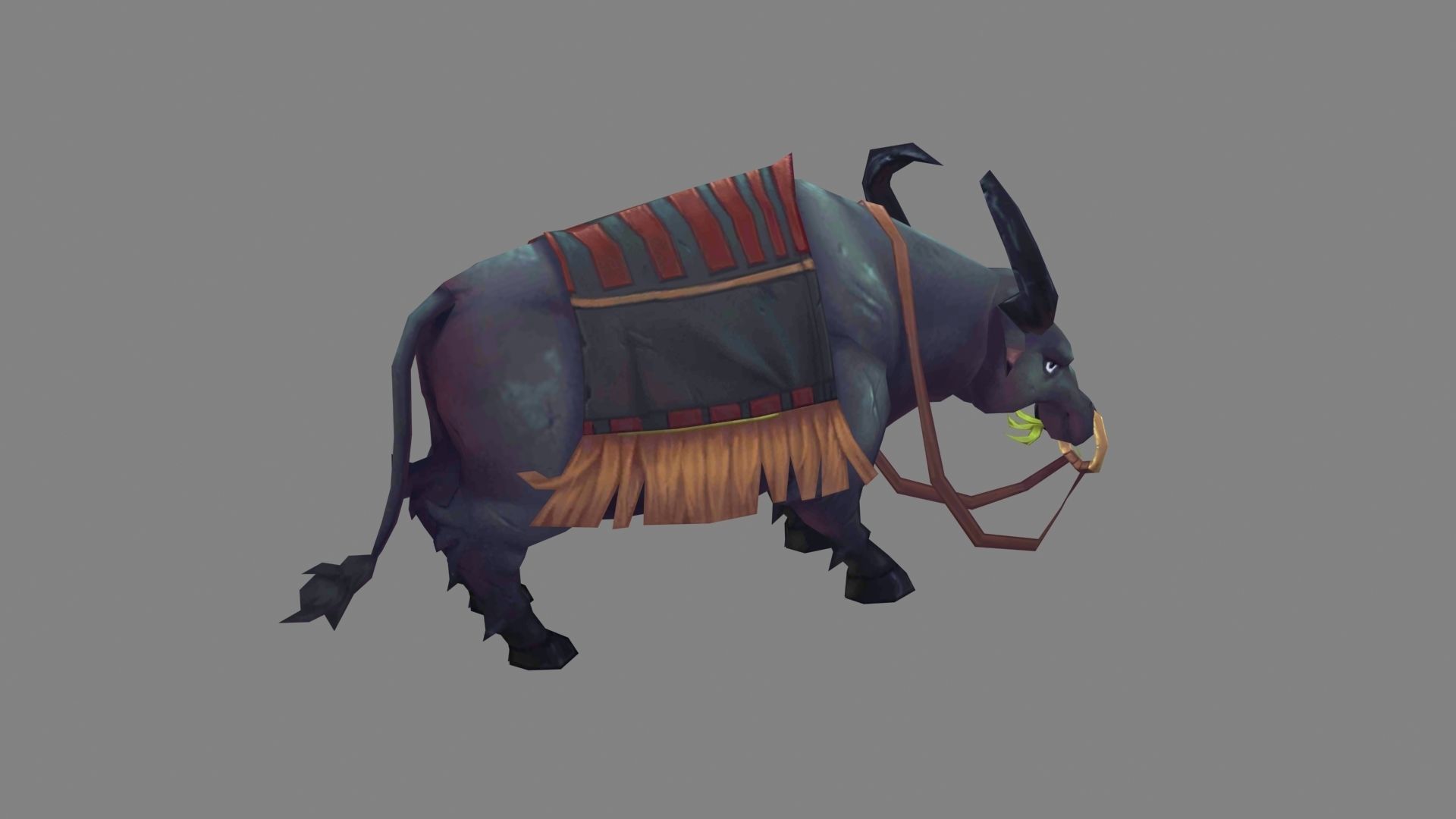Cartoon black buffalo Low-poly 3D model_3