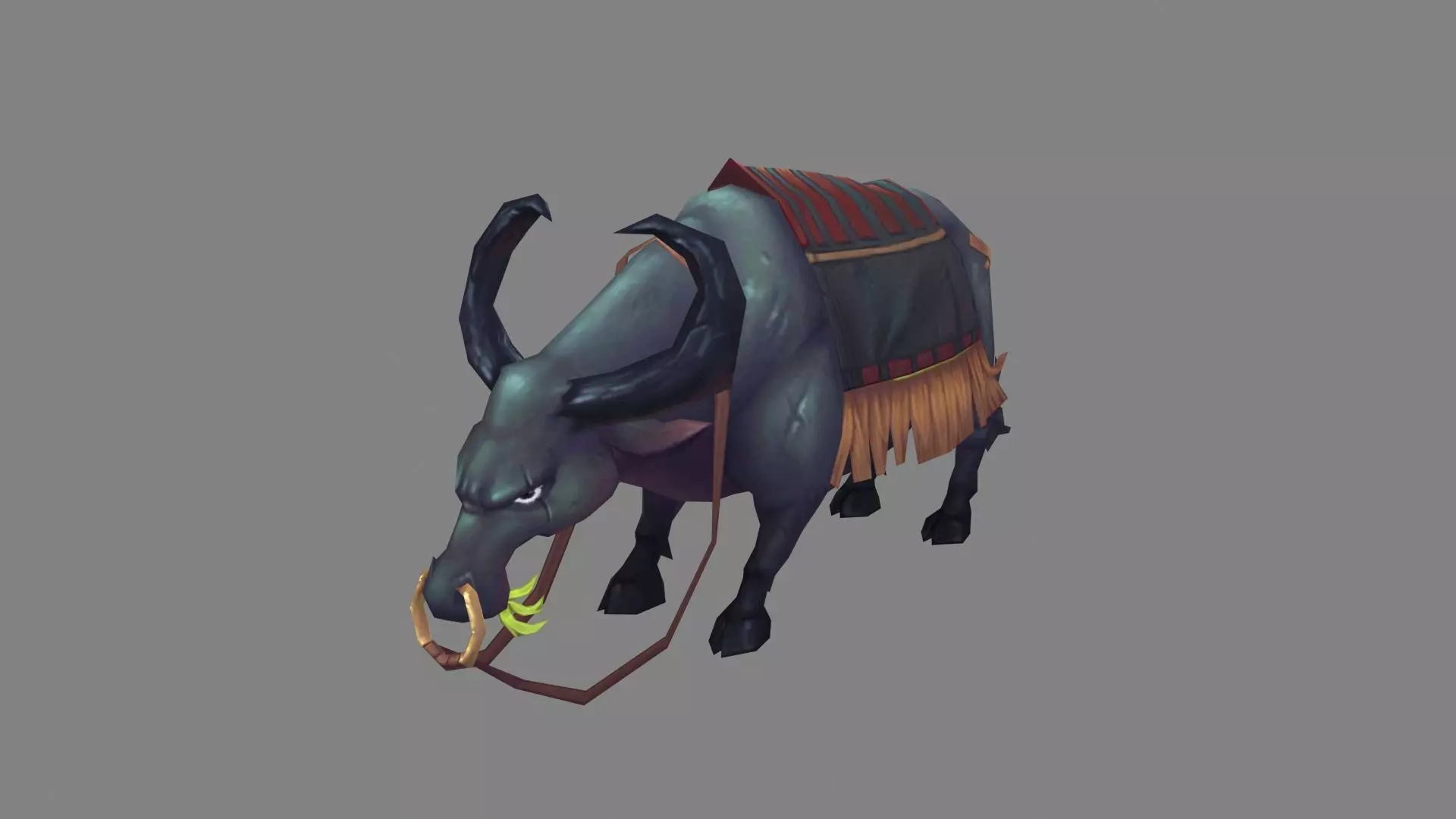 Cartoon black buffalo Low-poly 3D model_0