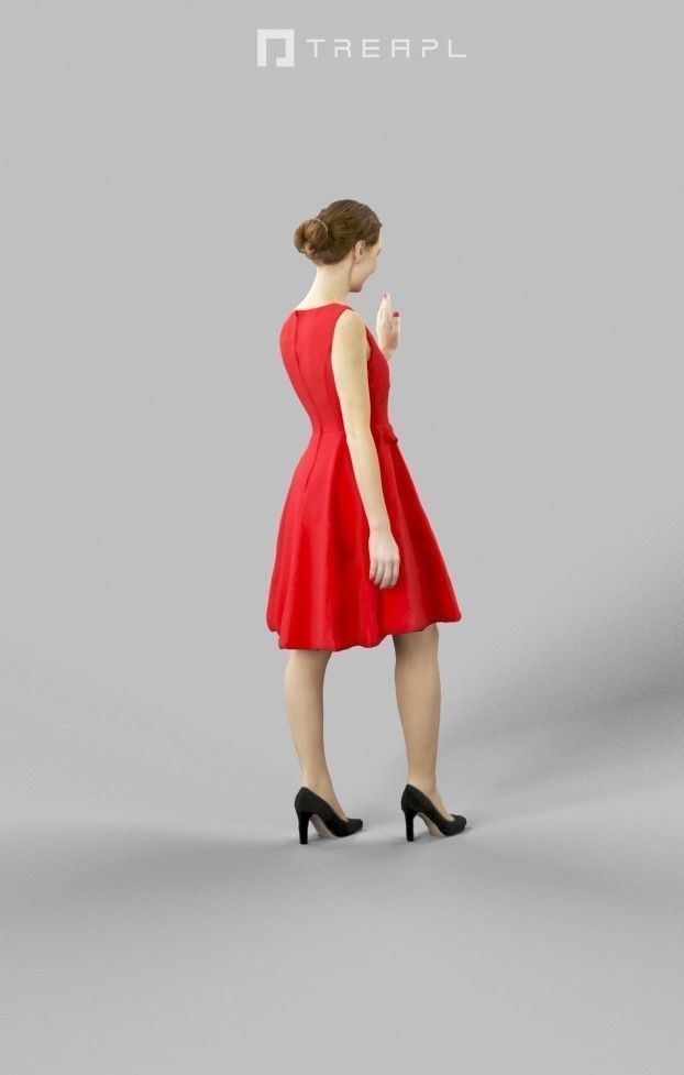 3d crowds and Aspiration a midground waving elegant woman 3D Model Collection_16