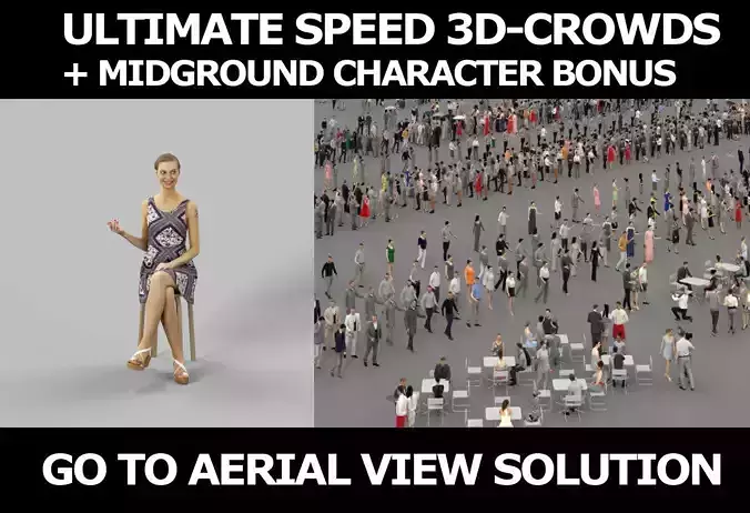 3d crowds and Aspiration midground talking casual sitting woman 3D Model Collection