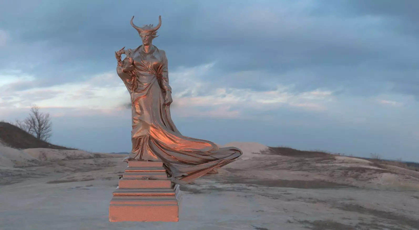 Female demon Statue 3D model