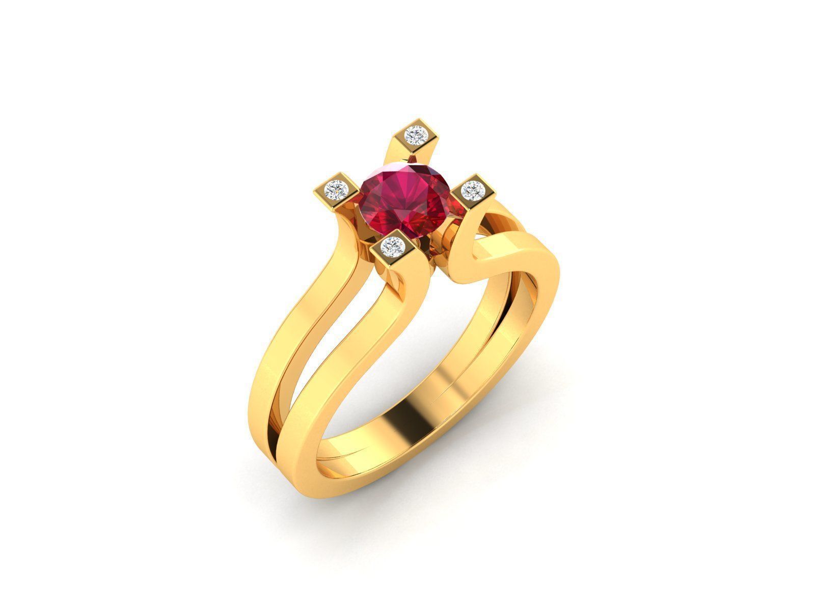 Solitaire ring model 3D print model_2
