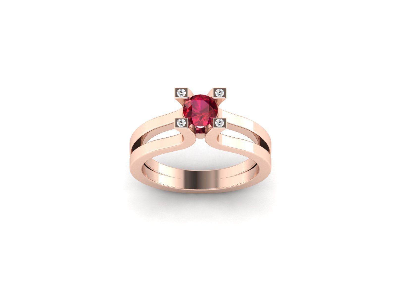 Solitaire ring model 3D print model_7