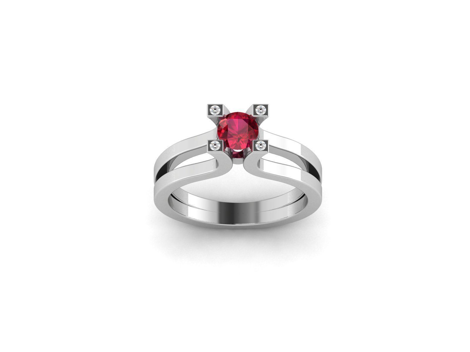 Solitaire ring model 3D print model_8