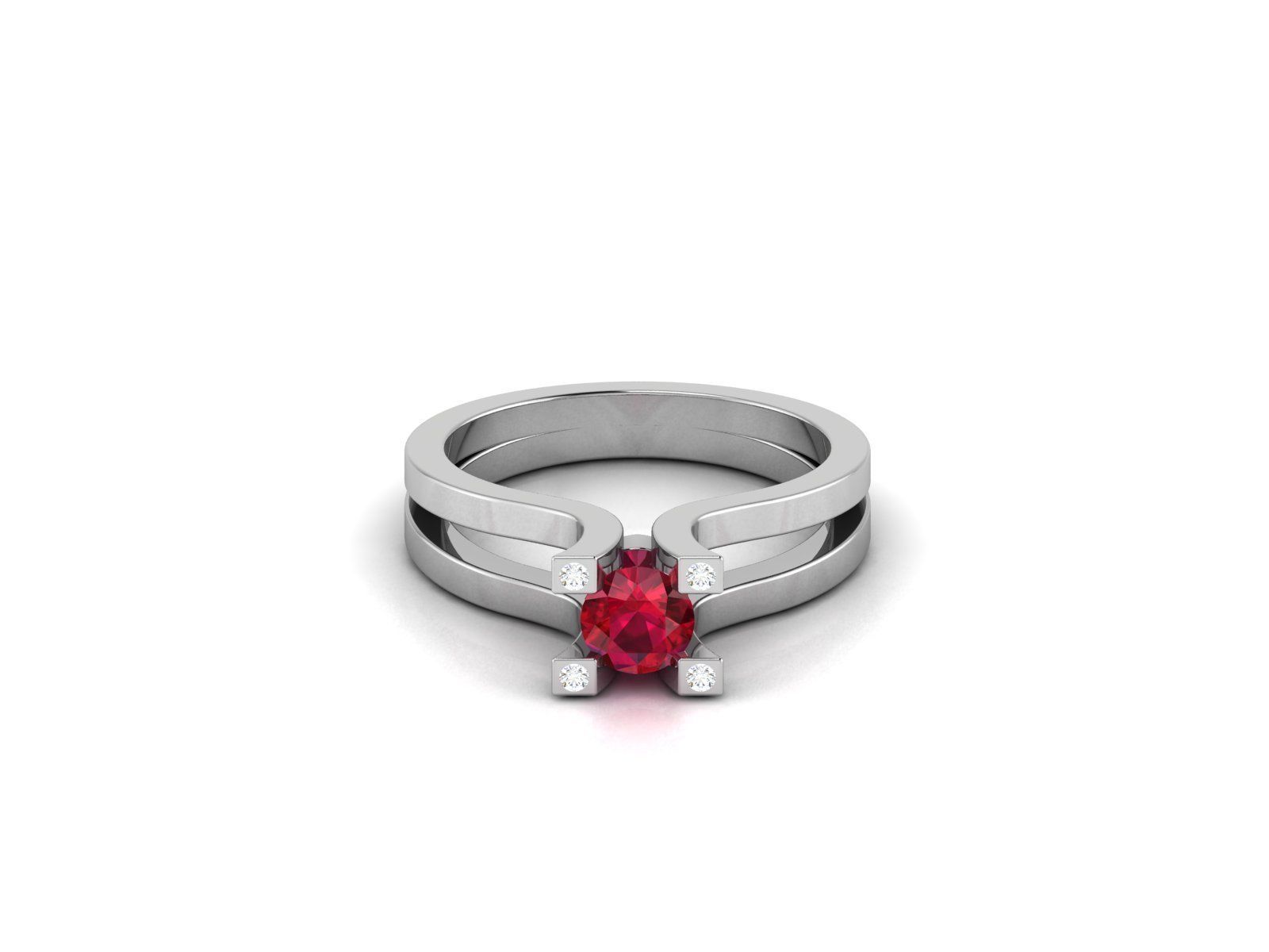 Solitaire ring model 3D print model_5