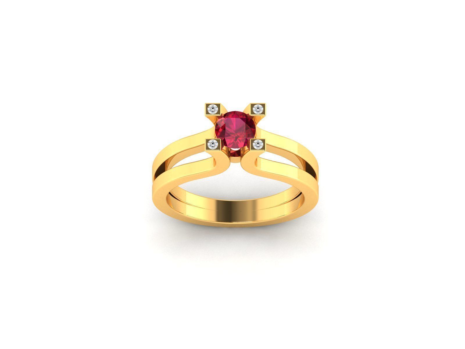 Solitaire ring model 3D print model_9