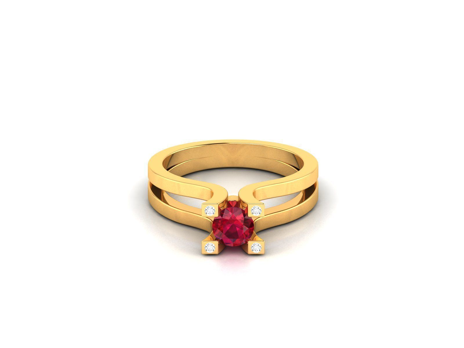 Solitaire ring model 3D print model_6