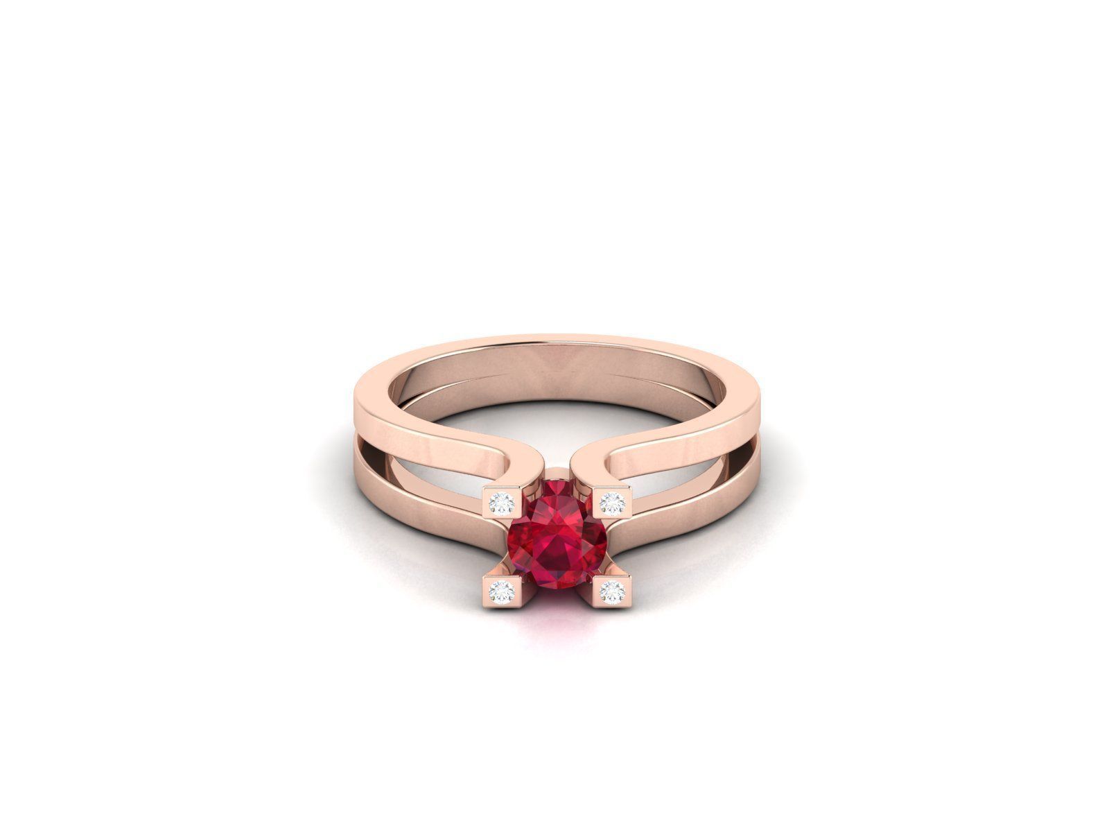Solitaire ring model 3D print model_3