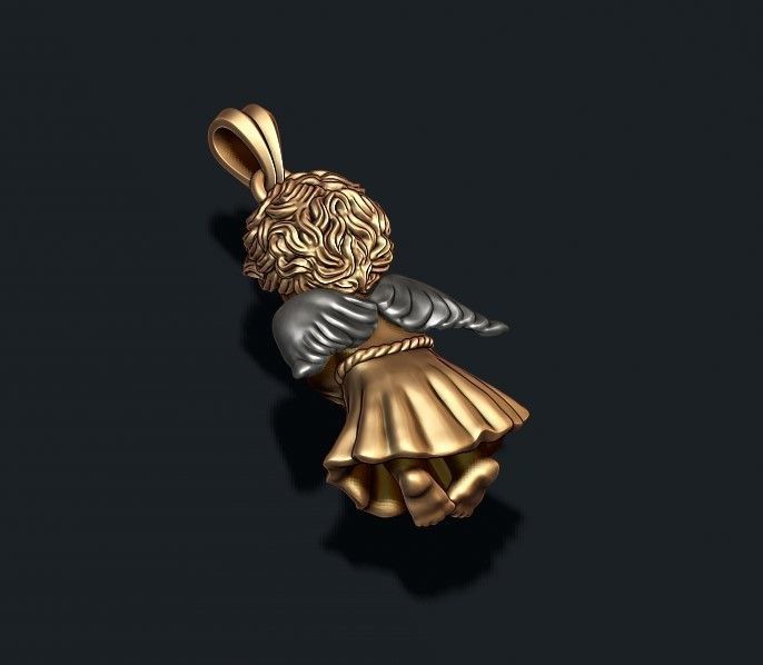 baby angel pendant 3D print model_9